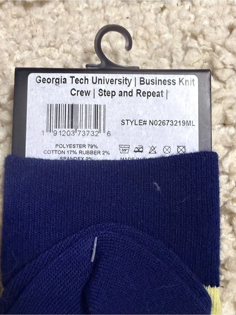 Strideline Georgia Tech University Business Knit Crew NCAA 3 Pack Socks Sz M/L